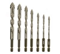 7Pcs New Four-Flute Sawtooth Eccentric Drill Bit, Four-Edged Serrated Eccentric Drill, Multifunction Drill Bit Set, High Hardness Skewed Head Eccentric Drill Bits, 3/4/5/6/8/10/12mm
