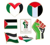 7pcs Pales-drapeaux Palestine, badges de voyage internationaux en alliage pour chapeau, vêtements, sac à dos