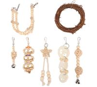 7pcs Papagei Schwung Kaut Spielzeug natürliche Baumstämme Rattan Maisschuppen Loofah Ring für Vogelkäfigzubehör