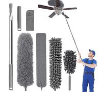 7PCS Plumeau Poussiere Telescopique Nettoyeur de Poussière Rétractable Gap Tete de Loup Plumeau Lavable et Léger Longueur 256cm pour Nettoyer Le Plafond,Toile d'Araignée,Ventilateur de Plafond,Voiture