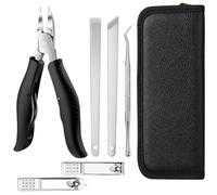 7Pcs Set Pince Coupe Ongles Tranchant avce Lame Incurvée Inclinée & Lime, Set Ciseaux Ongle Pied Prise Souple Robustes Précision, Kit Manucure Pedicure Pointu Super pour Orteils Épais Incarné