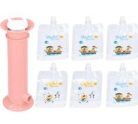 7pcs Set Sac de nourriture pour bébé Fabricant de sacs de couleur pure Petit enfant Source de fruits Purée pour enfants Rose Rose