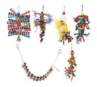7pcs Small Bird Toys Set | Blocs en Bois durables/Corde de Coton/Balle en Plastique | Toys à Mastication et à l'escalade pour perroquets/Cal carcles/tourtereaux |