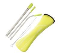 7pcs Straw Stainless Steel Reusable Straws With Silicone Tip,Tea, Travel, Beach, Party Supplies 647(Yellow)