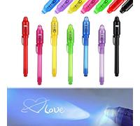 7PCS Stylo Encre Invisible Probuk Marqueur à Encre Invisible avec Lumière UV pour écrire un Message Secret,Jeux de Détective Surligneur Stylo Magique Cadeau Fête Jouet pour Halloween,Noël,Anniversaire
