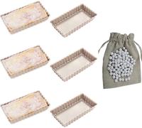 7pcs Tartes, Quiches rectangulaires & Dessert Set de cuisson, 6x fonds amovibles Tart Poêles avec 500g de poids de gâteau en céramique, anti-adhésif, Moules de cuisson robustes