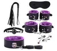 7Pcs Violet Cuir Lisse Main Jambe Protection Set Avec Duvet Violet Pour ProtéGer Les Muscles
