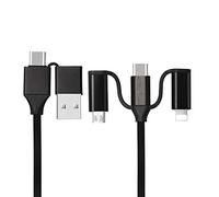 7PETAL Câble de charge et de synchronisation rapide multifonction 5 en 1, câble USB A/C interchangeable vers port de charge 3 en 1 (noir)