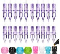 7rs 9rs Tattoo Needles 5m1 7m1 Purple Tattoo Needles Tattoo Gun Tattoo Needles Disposable Skull Pattern Ink Cups For Pen Rotary Machine Tattoo Supplies
