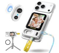 7RYMS Qshot V1 Moniteur à selfie filaire avec 4K/120 fps, blanc | Micro Lav sans fil 2 en 1 et prise de vue à distance, 66 g, léger, moniteur de caméra arrière magnétique pour iPhone Android