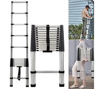 7Sevenjokers Échelle télescopique haute en acier inoxydable pliable rétractable de 3,8 m pour maison, VR, grenier, comble, légère, capacité de charge de 150 kg
