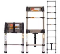 7Sevenjokers Échelle télescopique multifonction pliable en acier inoxydable 2,6 m Charge maximale 150 kg