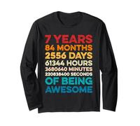 7th Birthday 7 Years of Being Awesome Vintage 7 Years Old Manche Longue