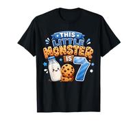 7th Birthday Boys Girls 7 Years Old Milk and Cookie Party T-Shirt