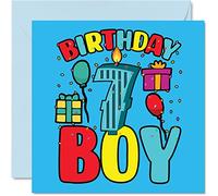 7th Birthday Card Boy - Birthday Boy - Happy Birthday Card 7 Year Old Boy, Boys Birthday Cards for Him, 145mm x 145mm Greeting Card for Son Brother Grandson Nephew Cousin God Son, Seventh Birthday