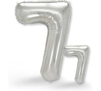 7Th Birthday Decoration Balloon - Pack Of 2 - Silver Number 7 Balloons - Birthday Decoration For Girls Or Boys - Helium Inflatables - Happy Birthday Decoration - Silver Number 7