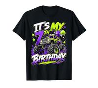7th Birthday Monster Truck Party 7 Years Old Boys Theme T-Shirt