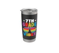 7th Grade Back To School Sunglasses Vibes Retro First Day Gobelet isotherme en acier inoxydable double paroi