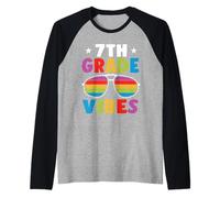 7th Grade Back to School Sunglasses Vibes Retro First Day Manche Raglan