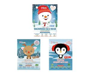 7th Heaven Winter Wonderland Face Mask Bundle with Reindeer, Penguin and Elf Design Sheet Masks to Soothe, Hydrate and Nourish Skin (Ages 8+)
