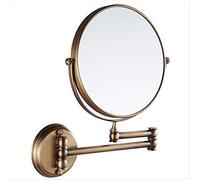 7Trees Miroir de maquillage pliable mural rétro de 8 pouces pour salle de bain, miroir de beauté télescopique (laiton antique)