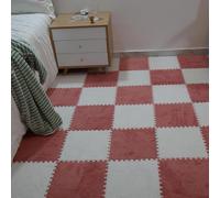 7UIYgtyO LNNNW Tapis Puzzle Rembourré 10 Tapis de Sol en Mousse Puzzle en Peluche, Tapis carrés en Mousse emboîtables for la décoration du Sol de la Maison Pliable et Portable(Orange+White)