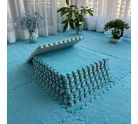 7UIYgtyO LNNNW Tapis Puzzle Rembourré 16 Tapis de Sol carrés en Mousse en Peluche, Tapis de Sol carrés en Mousse à emboîtement for décoration de Sol de Maison Pliable et Portable(Dark Blue)