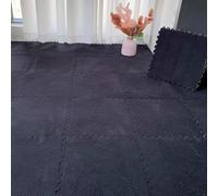 7UIYgtyO LNNNW Tapis Puzzle Rembourré Dalles de Moquette carrées emboîtables, Tapis de Sol emboîtables en Mousse Moelleuse, Tapis Puzzle antidérapants Pliable et Portable(Black,12pcs)