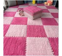 7UIYgtyO LNNNW Tapis Puzzle Rembourré Dalles de Moquette emboîtables 16 pièces, Tapis Patchwork antidérapant, Tapis de Sol emboîtables en Mousse pelucheuse Pliable et Portable(Rose Red+Pink,1cm)