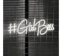 7UIYgtyO LNNW enseigne Lumineuse Neon Girl Boss Personnalisable LED Neon Signs Lights, USB Powered Night Lights Signboard Luminous, 50X19cm pour Hôtel Pub Café Salle de Loisirs Mur(Cool White)