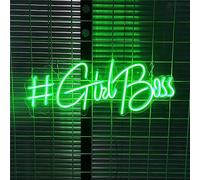 7UIYgtyO LNNW enseigne Lumineuse Neon Girl Boss Personnalisable LED Neon Signs Lights, USB Powered Night Lights Signboard Luminous, 50X19cm pour Hôtel Pub Café Salle de Loisirs Mur(Green)