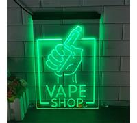 7UIYgtyO LNNW enseigne Lumineuse Neon Vape Shop LED Neon Sign, USB Dimming 3D Display Neon Lights for la décoration Murale de la Barre pour Hôtel Pub Café Salle de Loisirs Mur(Green,20x30cm)
