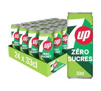 7UP Soda Sans Sucres Saveur Citron et Citron vert - Lot de 24x33cl
