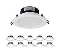 7W 10PCS Ultra Bright Recessed LED Ceiling Downlight Round White Anti-Glare High CRI 80+ Spotlight Market Aisle Business Lighting Household Villa Decorative Panel Lamp Fittings(Warm Light)