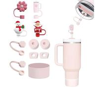 7WUNDERBAR Ensemble de 11 accessoires Stanley Cup contenant 8 bouchons en silicone étanches, 2 bouchons de paille, 1 Stanley Cup 1.2l et un bouchon de protection en silicone de 850 ml (quartz rose)