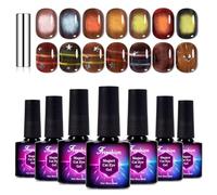 7x 10ml automne Amber chat yeux mousseux chat yeux gel pour ongles