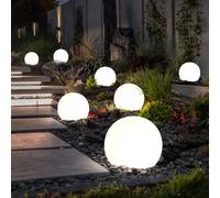 7x Lampe Solaire Sphérique Boule de Jardin Ampoule à Enficher 10cm LED Pointe