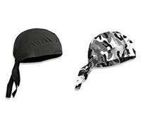 7X Lot de 2 Bandana Militaire préformé US Army - Noir + Urban Camouflage - Serrage Ajustable - Airsoft - Paintball - Moto - Biker - Outdoor