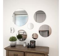 7x Miroir Mural Verre Rond Salon Chambre à Coucher Miroir Autocollant vidaXL