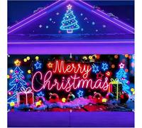 7x16ft UV Activated Christmas Garage Door Cover Banner,Waterproof 2D Flat Holiday Outdoor Garage Door Cover for Xmas,with Cartoon Santa and Elf,Outdoor Indoor Party Decoration (Style E, 15.75*6.56ft)