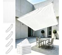 7x3M Auvent extérieur imperméable avec œillets Voile d'ombrage rectangulaire Protection UV Contre Vent soleilécran de confidentialité clôture pour Pont, Jardin, véranda, Piscine Blanc