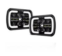 7x6 ''5x7 Pouces Phare LED Carré Hi-Lo Faisceau Halo Tout-terrain Camion Moto Phare LED Pour Ford Phares(2 Piece Black)