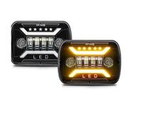 7x6 ''5x7 Pouces Phare LED Carré Hi-Lo Faisceau Halo Tout-terrain Camion Moto Phare LED Pour Ford Phares(B type 2 Piece)