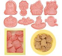 8/10 Pièces Ensemble D'emporte Pièces Pour Halloween - Tête De Citrouille Pressable En Plastique 3D - Ensemble D'emporte-pièces Pour Halloween | Ensemble De Coupe-biscuits À La Citrouille