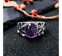 8 × 10mm Vert Jade Pierres Précieuses Bague S925 en Argent Sterling Femme Fiançailles De Noce Bijoux Vintage Bijoux 8 Violet