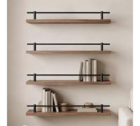 8 12 16 18 20 24 32 in, Decorative Shelf Rails for Guarding Shelves Edges, Black Gallery Rail Rod & Spindles, Aluminum Column Round Tube Railing Set(Brass-4 Pcs,26in/66cm)