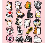 8-12-20PCS Charmante série de petits chats coquins avec thème de motifs charmants, conviennent pour la décoration de DIY de charmes de crocodile, étuis à stylo, sacs, accessoires de téléphones portabl