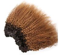 8-12inch Human Hair Bundles, Jerry Curly 6 Bundles Human Hair Unprocessed Brazilian Virgin Quick Weave Hair for Black Women Installation et enlèvement faciles(Ombre Honey Blonde,8 inch)