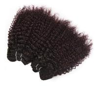 8-12inch Human Hair Bundles, Jerry Curly 6 Bundles Human Hair Unprocessed Brazilian Virgin Quick Weave Hair for Black Women Installation et enlèvement faciles(Dark wine red,8 inch)
