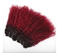 8-12inch Human Hair Bundles, Jerry Curly 6 Bundles Human Hair Unprocessed Brazilian Virgin Quick Weave Hair for Black Women Installation et enlèvement faciles(Ombre Burgundy,8 inch)